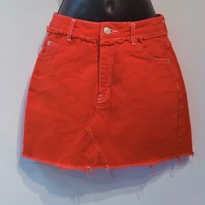 Topshop Moto Orange Denim Skirt